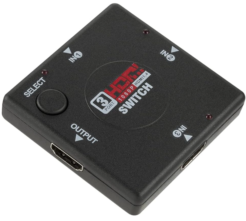 Comutator Hdmi manual cu buton de apasare 1080p 3×1 (3 porturi de intrare) 
